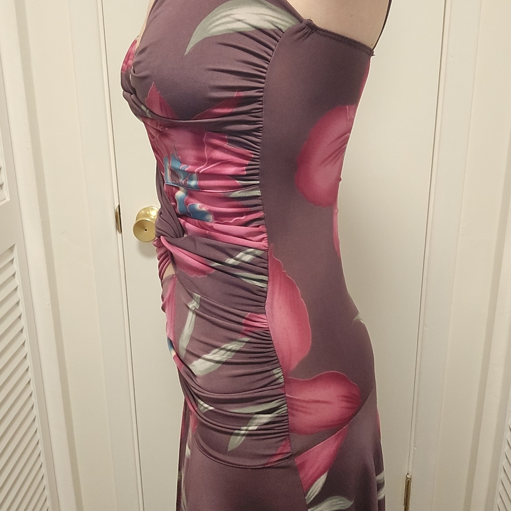 Prada Asymmetrical Dress in Pink and Brown Floral - Picture 10 of 11